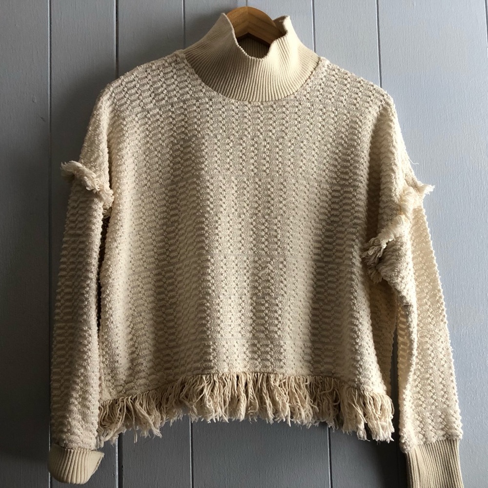Zara Woman Cream Textured Women's Sweater